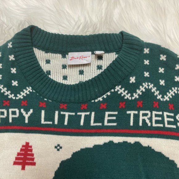 Bob Ross Ugly Christmas Sweater Adult MEDIUM M Painting Holiday Trees Afro NEW - Picture 9 of 12